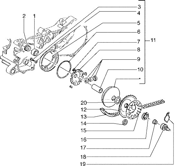 OPVULRING AANDRIJFPOELIE PIAGGIO OEM ORGINEEL NR.14 289834