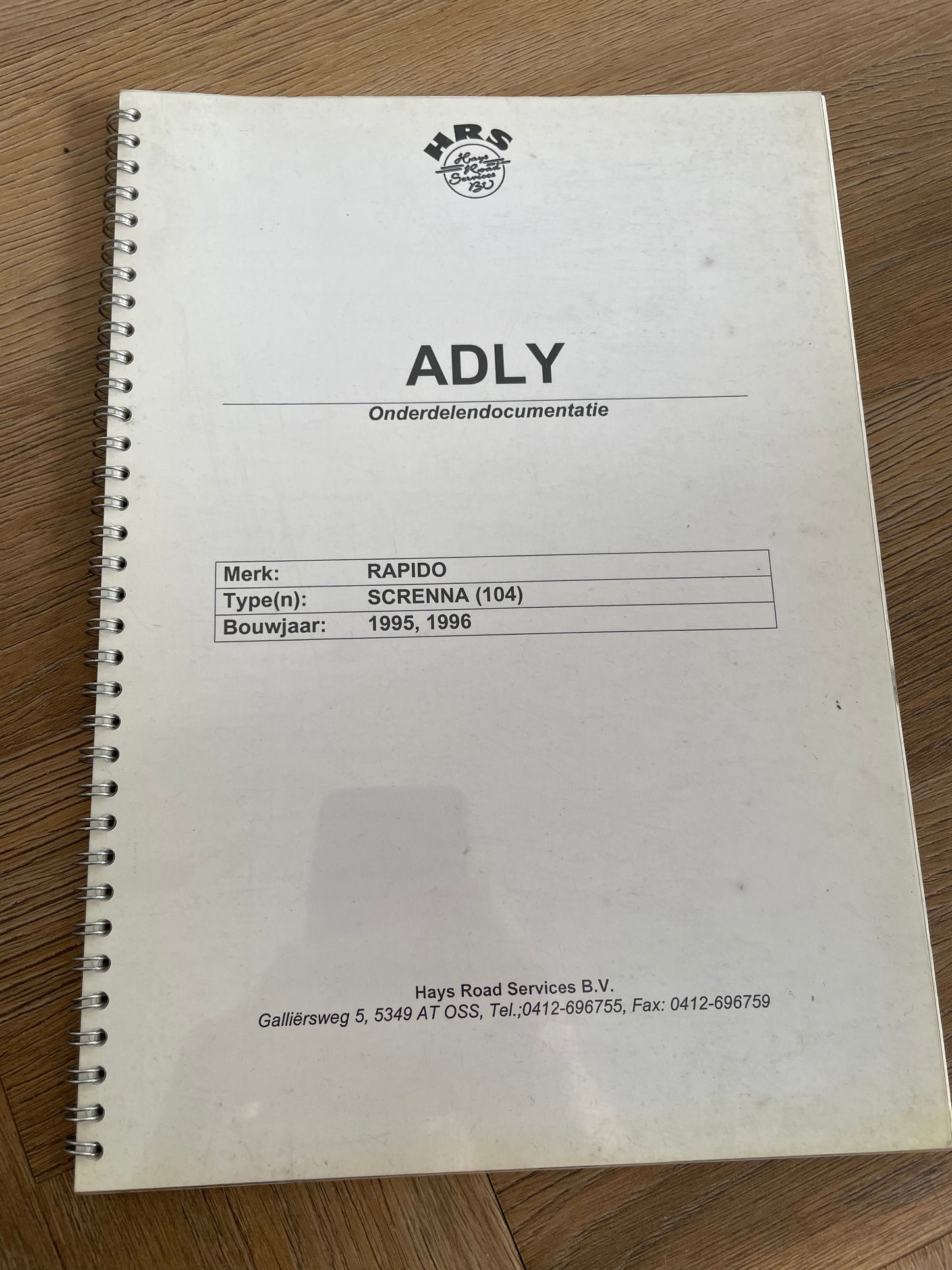 ADLY ONDERDELENDOCUMENTATIE RAPIDO SCRENNA 104 1995 1996