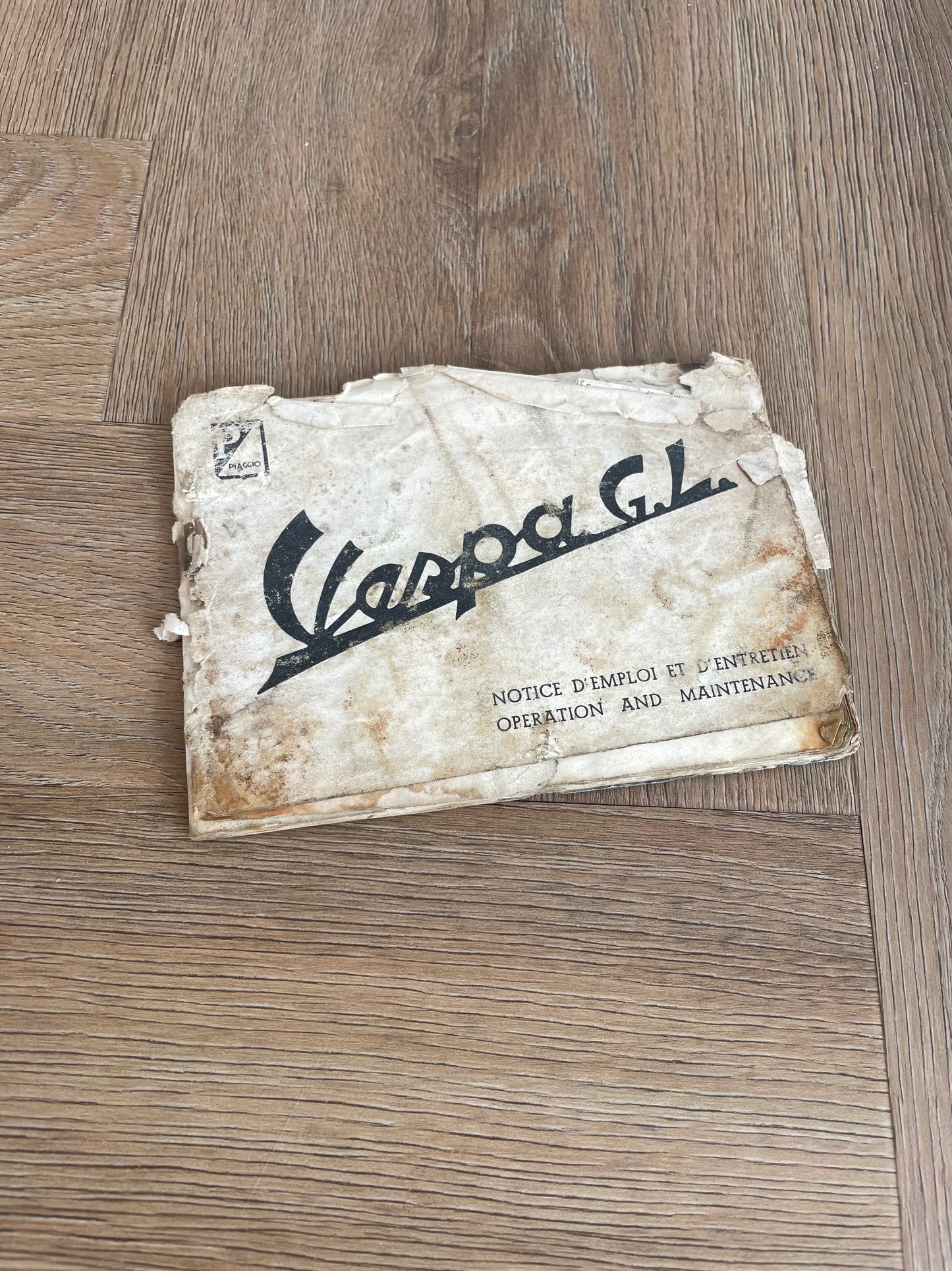 INSTRUCTIEBOEKJE OEM PIAGGIO VESPA GL OUD 2