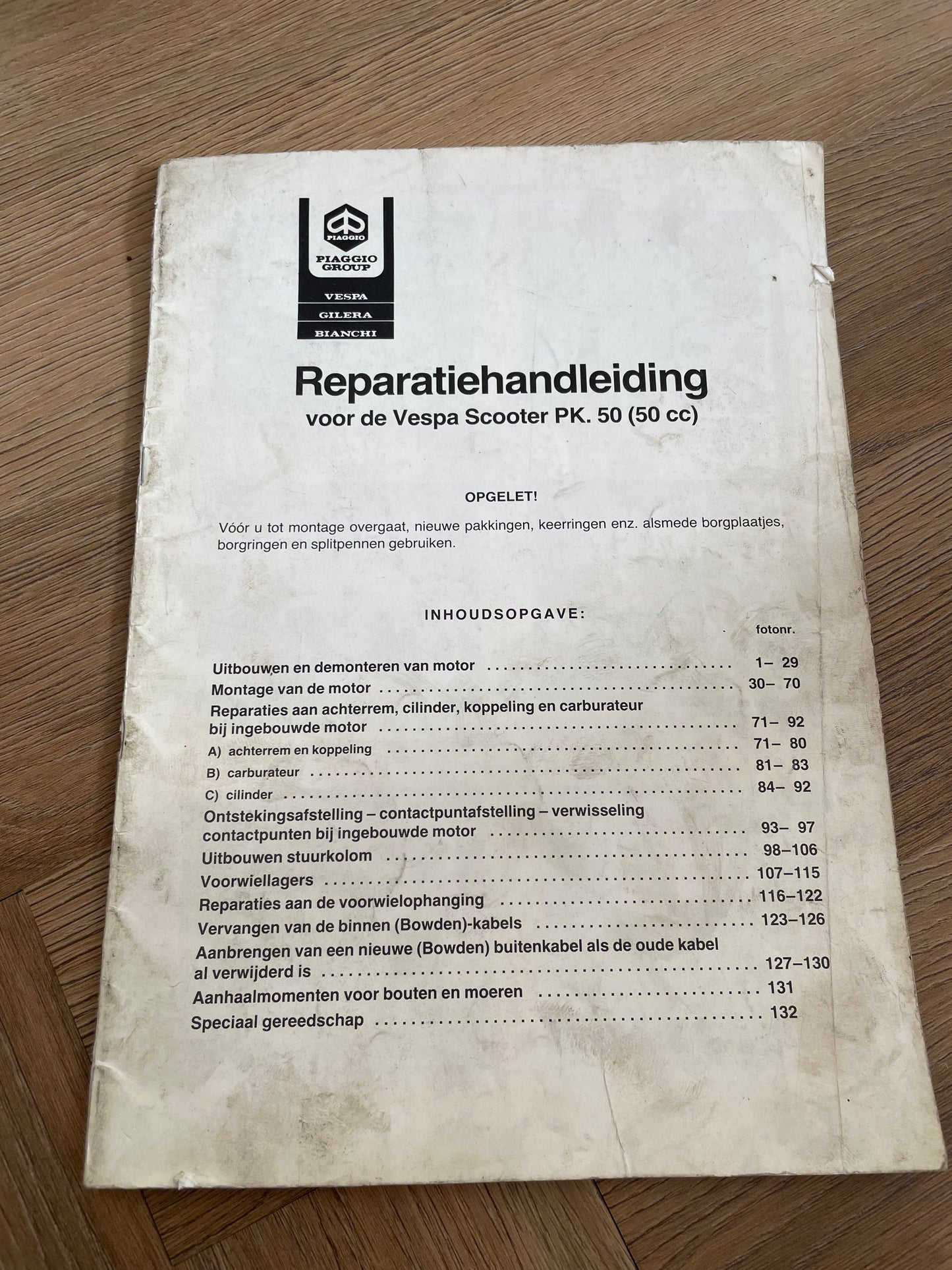 REPARATIEHANDLEIDING PIAGGIO VESPA PK50