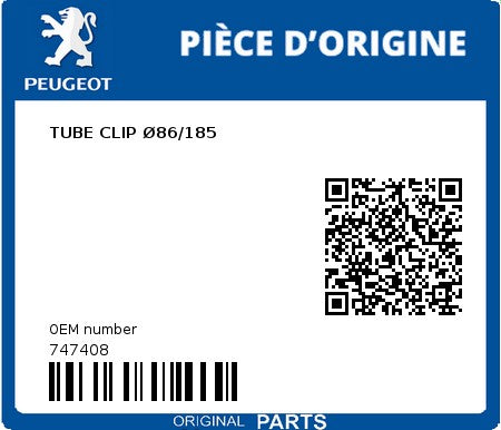 TUBE CLIP Ø86/185 PEUGEOT 747408