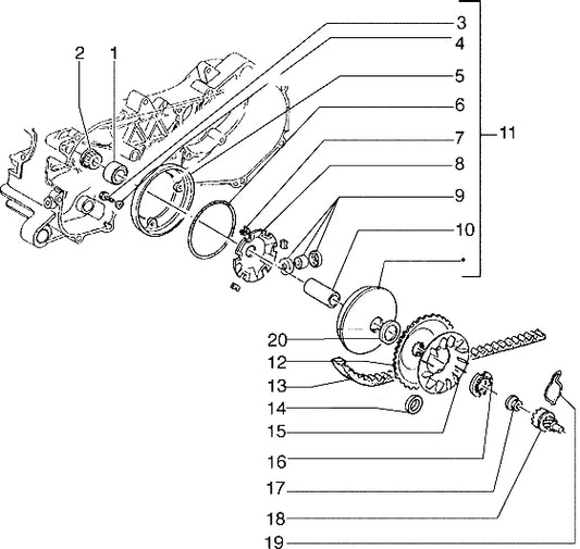OPVULRING AANDRIJFPOELIE PIAGGIO OEM ORGINEEL NR.14 289834
