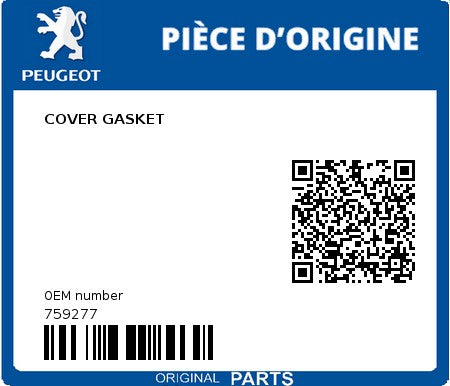 PEUGEOT COVER GASKET - 759277