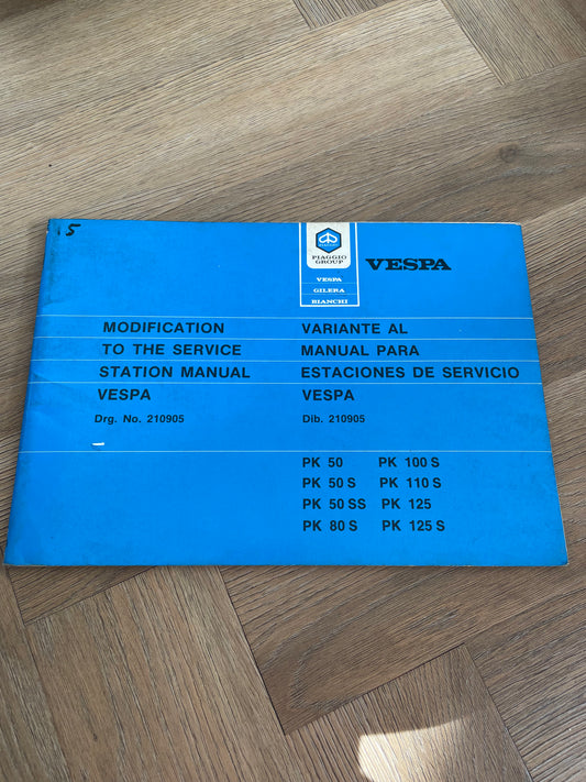 HANDBOEK SERVICE STATION WERKPLAATSHANDBOEK MOD. PIAGGIO VESPA PK50 - 125