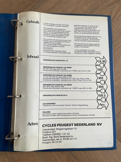 ONDERDELEN CATALOGUS PEUGEOT GL10 102 103 104 SX5